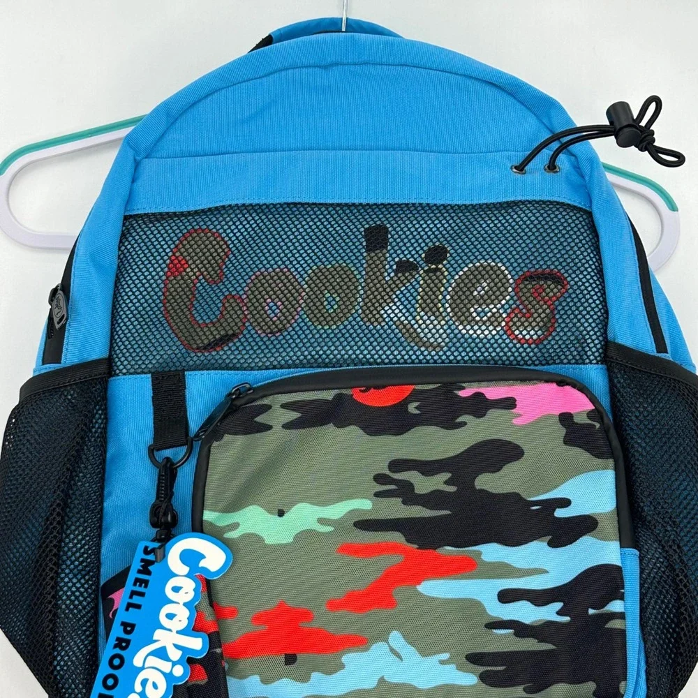 Cookies Smell Proof Backpack Blue‎ Camo Laptop pocket NWT w/ Matching Wallet